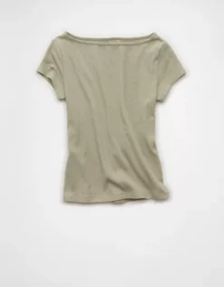 AE Boatneck T-Shirt Faded Olive -American Eagle Fashion 3375 1118 341 f