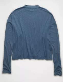 AE Soft & Sexy Long Sleeve Mockneck T-Shirt Navy -American Eagle Fashion 3375 1365 410 b