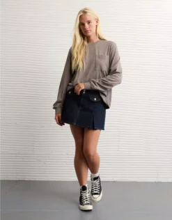 AE Everyday Luxe Long Sleeve T-Shirt Coffee