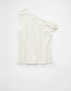 AE Asymmetrical Twist Shoulder Tank Top White