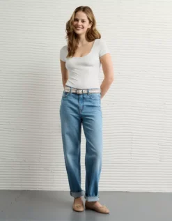 AE Scoop Neck T-Shirt Bodysuit White -American Eagle Fashion 3375 9505 100 os