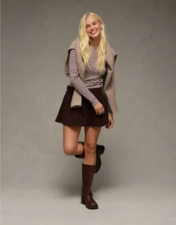 AE Long Sleeve Cozy Crewneck T-Shirt Burgundy