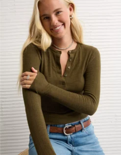 AE Long Sleeve Henley T-Shirt Briar