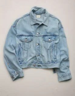 AE77 Premium Oversized Denim Jacket Light Wash -American Eagle Fashion 3428 4471 915 f