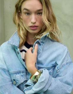 AE77 Premium Oversized Denim Jacket Light Wash