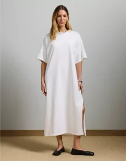 AE77 Premium T-Shirt Midi Dress White