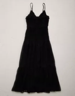 AE77 Premium Smocked Maxi Dress Black -American Eagle Fashion 3428 4563 001 b