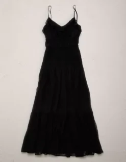 AE77 Premium Smocked Maxi Dress Black -American Eagle Fashion 3428 4563 001 f