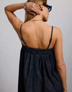 AE77 Premium Wide-Leg Denim Jumpsuit Dark Wash -American Eagle Fashion 3428 4571 896 os