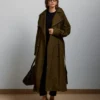 AE77 Premium Dolman Trench Coat Olive