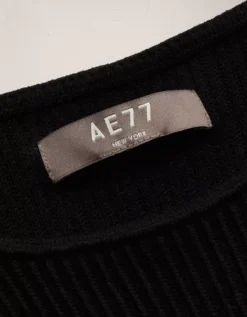 AE77 Premium Mixed Media Midi Dress Black -American Eagle Fashion 3428 4713 001 d1