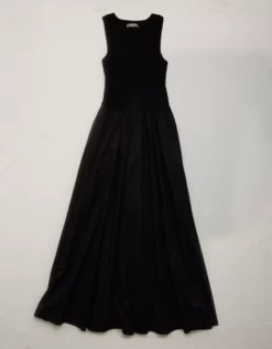 AE77 Premium Mixed Media Midi Dress Black -American Eagle Fashion 3428 4713 001 f