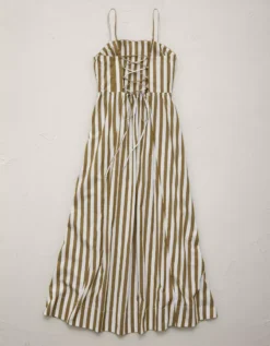 AE77 Premium Poplin Midi Dress Olive -American Eagle Fashion 3428 4750 309 b