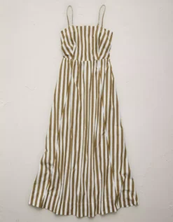 AE77 Premium Poplin Midi Dress Olive -American Eagle Fashion 3428 4750 309 f