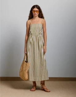 AE77 Premium Poplin Midi Dress Olive