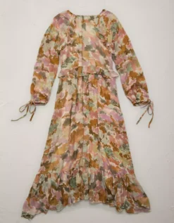 AE77 Premium Ruffled Chiffon Midi Dress Multi -American Eagle Fashion 3428 4769 900 b