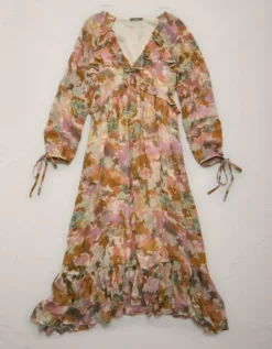 AE77 Premium Ruffled Chiffon Midi Dress Multi -American Eagle Fashion 3428 4769 900 f