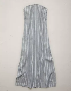 AE77 Premium Strapless Linen Midi Dress Blue -American Eagle Fashion 3428 4976 400 f