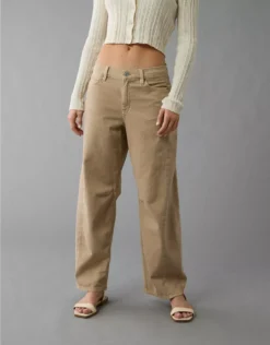 AE Dreamy Drape Strigid Barrel Jean Dune Khaki