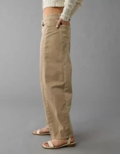 AE Dreamy Drape Strigid Barrel Jean Dune Khaki 10 AE Dreamy Drape Strigid Barrel Jean Dune Khaki -American Eagle Fashion 3436 5644 204 os