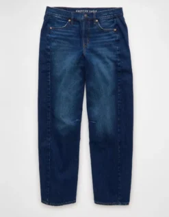 AE Dreamy Drape Strigid Barrel Jean Dark Rich Indigo 7 AE Dreamy Drape Strigid Barrel Jean Dark Rich Indigo -American Eagle Fashion 3436 5645 521 f