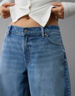 AE Strigid Low-Rise Baggy Barrel Jean Medium Wash -American Eagle Fashion 3436 5679 936 d2