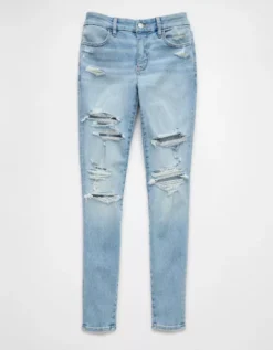AE Next Level Curvy High-Waisted Ripped Jegging Destroyed Light Wash -American Eagle Fashion 3439 5134 916 f