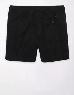 AE 5" Flex Linen-Blend Trekker Short Black -American Eagle Fashion 4132 7755 001 b