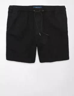 AE 5" Flex Linen-Blend Trekker Short Black -American Eagle Fashion 4132 7755 001 f