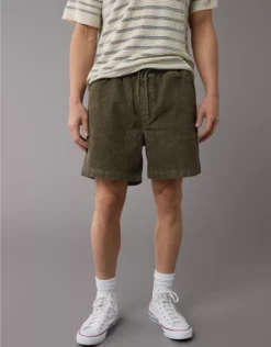 AE 7" Flex Corduroy Lived-In Trekker Short Olive Moss