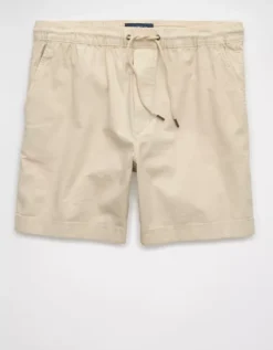 AE 7" Flex Linen-Blend Trekker Short Natural -American Eagle Fashion 4132 7876 109 f