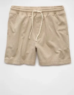 AE 5" Flex Knit Striped Trekker Short Khaki -American Eagle Fashion 4132 8001 212 f