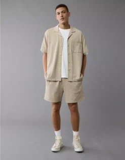 AE 5" Flex Knit Striped Trekker Short Khaki