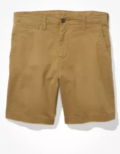 AE 9" Flex Lived-In Khaki Short Toasted Almond -American Eagle Fashion 4133 7336 238 f