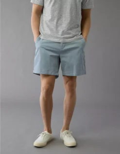 AE 7" Flex Khaki Short Light Blue
