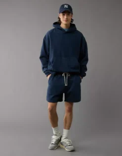 AE 6" Laidback Luxe Heavyweight Jogger Short Navy -American Eagle Fashion 4134 7886 410 d2