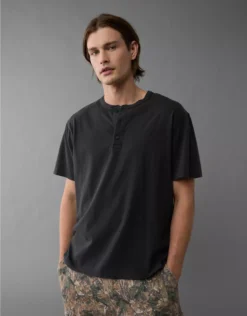AE Lived-In Henley T-Shirt Black