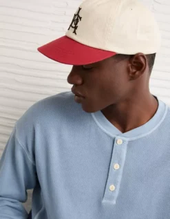 AE Boxy Washed Thermal Henley Shirt Soft Blue -American Eagle Fashion 4171 4768 440 d2