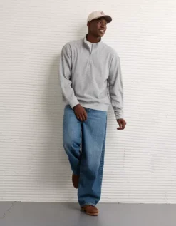 AE Boxy Quarter-Zip Thermal Grey -American Eagle Fashion 4171 4787 050 os