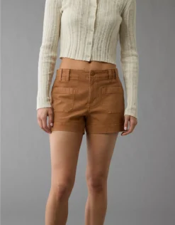 AE Stretch High-Waisted Relaxed Utility Short Brown