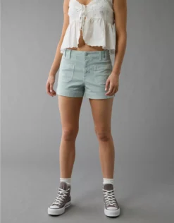 AE Stretch High-Waisted Relaxed Utility Short Blue