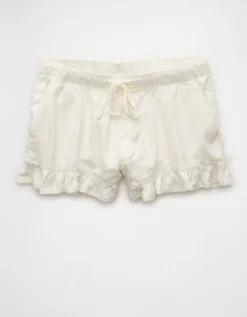 AE Stretch Linen-Blend Ruffle Short Raw White -American Eagle Fashion 4331 8077 115 f