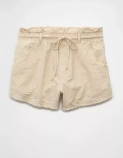 AE High-Waisted Paperbag Waist Short Cream -American Eagle Fashion 4331 8342 106 f