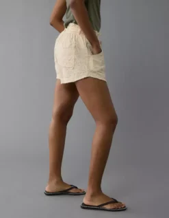 AE High-Waisted Paperbag Waist Short Cream -American Eagle Fashion 4331 8342 106 os