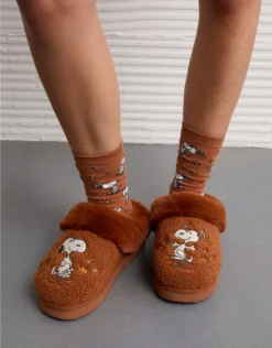 AE Snoopy Fall Scuff Slipper Amber Brown