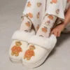 AE Pumpkin Teddy Bear Scuff Slipper Ivory