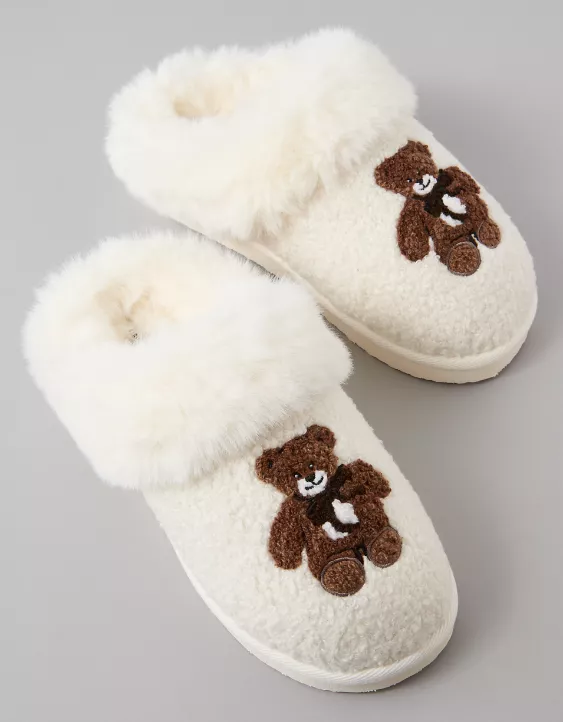 AE Teddy Bear Scuff Slipper Ivory 3 AE Teddy Bear Scuff Slipper Ivory - Image 3