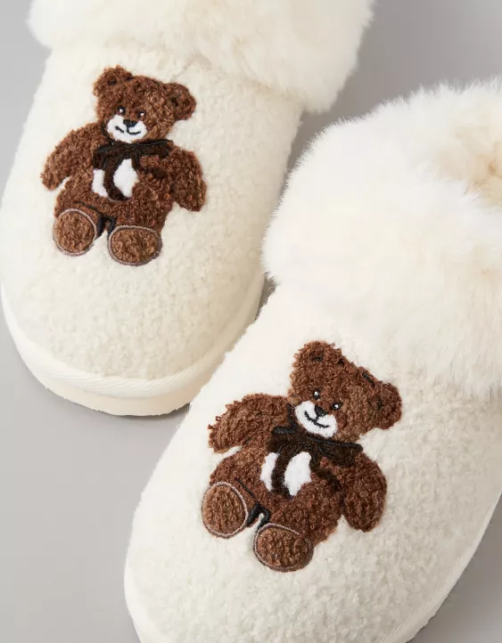 AE Teddy Bear Scuff Slipper Ivory 5 AE Teddy Bear Scuff Slipper Ivory - Image 5