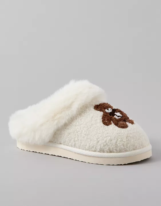 AE Teddy Bear Scuff Slipper Ivory 2 AE Teddy Bear Scuff Slipper Ivory - Image 2