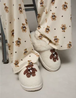 AE Teddy Bear Scuff Slipper Ivory
